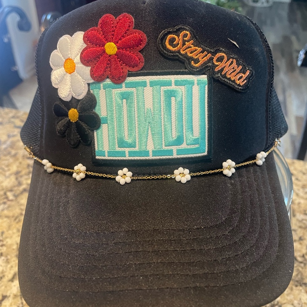 Floral Embroidered Black Cap